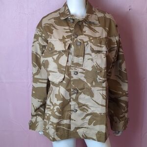 Nasty Gal Vintage Inspired In Line Camo Print Neutral Oversized Jacket size S/M